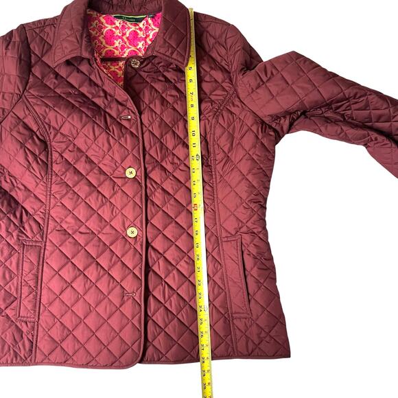 C. Wonder Quilted Burgundy Jacket Women’s XL Pink Print Lining Button Front - Picture 6 of 14